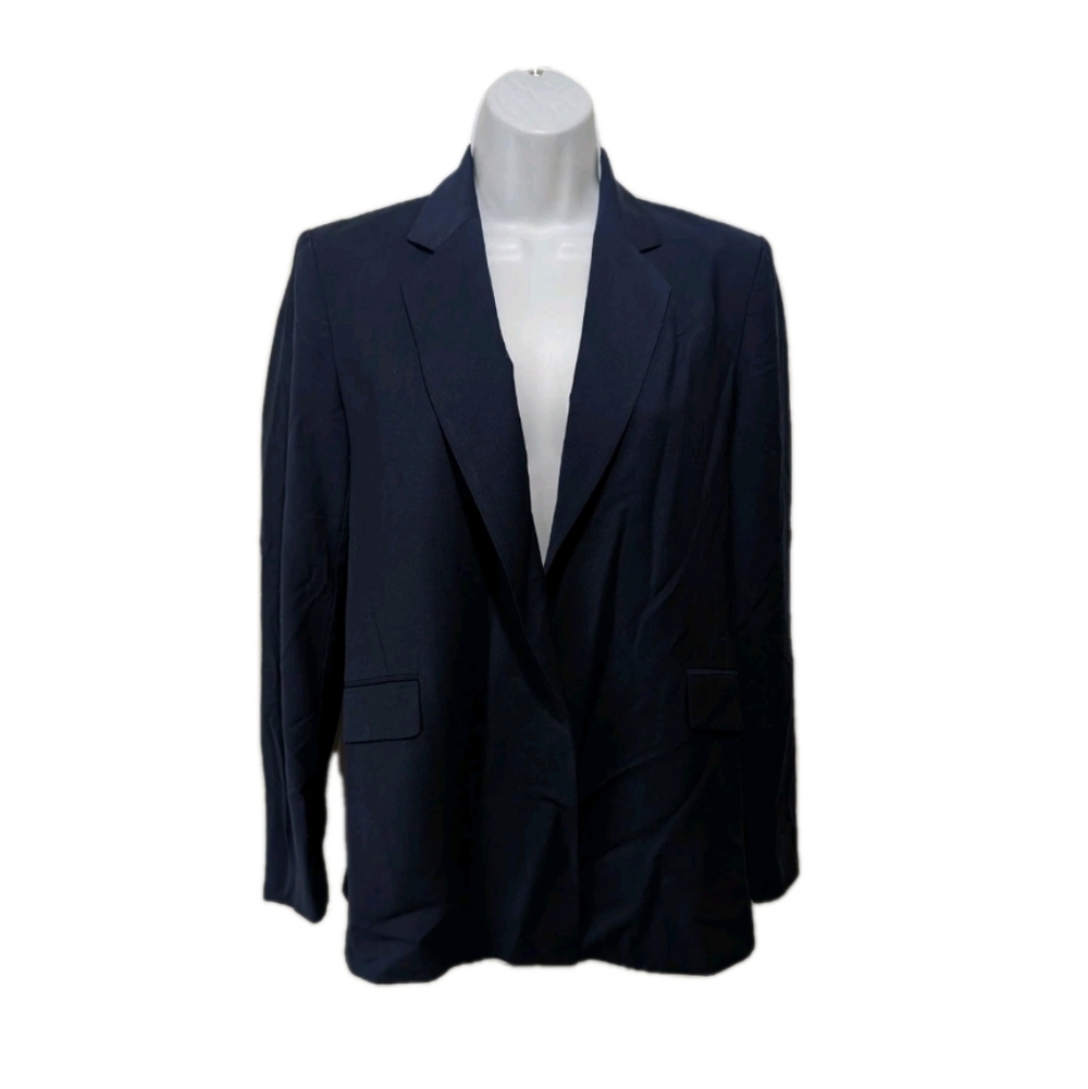 Theory Sepia Long Sleeve Open Front Blazer Navy Blue 4 Virgin Wool Bl Sustainabl - Picture 7 of 14